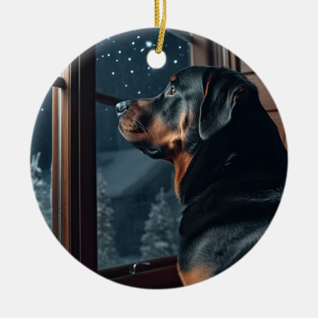 Rottie Christmas Ceramic Tree Decoration (Front)