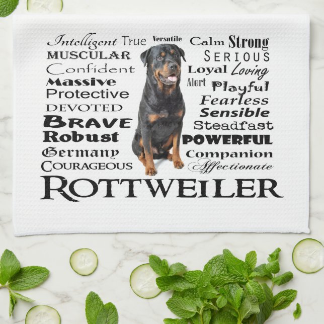 Rottie Traits Kitchen Towel (Folded)