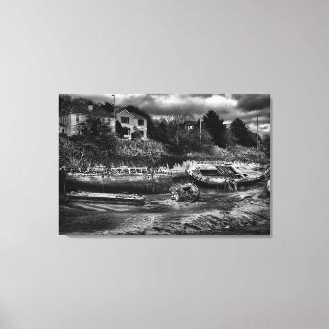 Rotting Boat Carcasses, decay and corruption Canvas Print (Front)