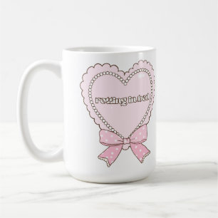 Rotting in Bed Heart Design   Pearls & Bows Cute Coffee Mug