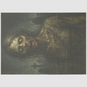 Rotting Zombie Woman in Graveyard   Gothic Undead  Tissue Paper