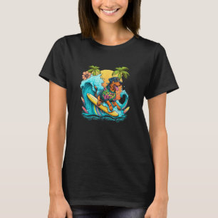 Rottweile Dogpng Surfing with Pineapple Pattern T-Shirt