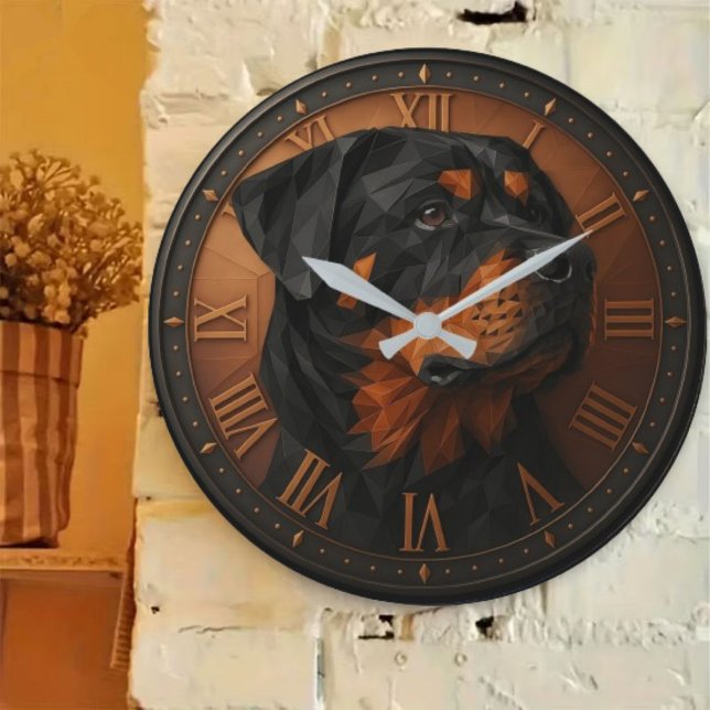 Rottweiler 3D wooden dog rustic pet sculpture Large Clock (Creator Uploaded)