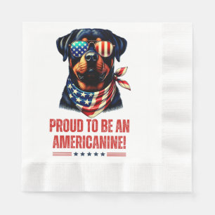 Rottweiler 4th of July American Flag Glasses Napkin