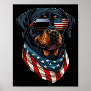 Rottweiler 4th Of July American Flag Gles Stay Coo Poster