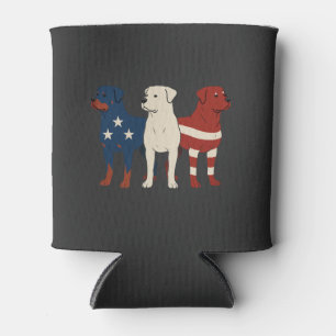 Rottweiler 4th of July Dog Lover Men USA Flag Can Cooler