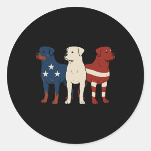 Rottweiler 4th of July Dog Lover Men USA Flag Classic Round Sticker
