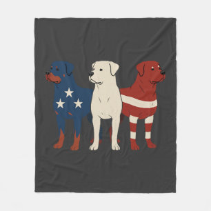 Rottweiler 4th of July Dog Lover Men USA Flag Fleece Blanket