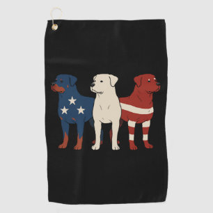 Rottweiler 4th of July Dog Lover Men USA Flag Golf Towel