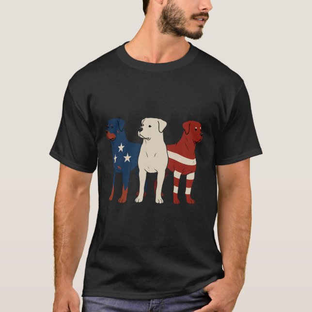 Rottweiler 4th of July Dog Lover Men USA Flag T-Shirt (Front)