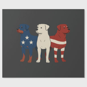 Rottweiler 4th of July Dog Lover Men USA Flag Wrapping Paper