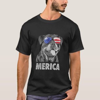 Rottweiler 4th of July Merica Men American Flag Su T-Shirt