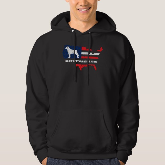 Rottweiler American Flag 2 Hoodie (Front)