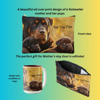 Rottweiler and puppies, Best Dog Mum  Accessory Pouch