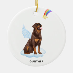 Rottweiler Angel Personalised Dog Pet Memorial  Ceramic Tree Decoration