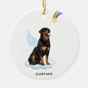 Rottweiler Angel Personalised Pet Dog Memorial Ceramic Tree Decoration
