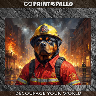 Rottweiler as Firefighter -  Tissue Paper