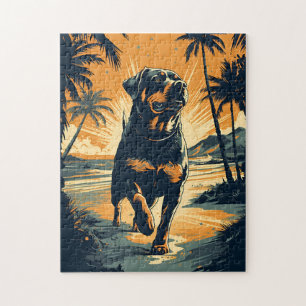Rottweiler at the beach jigsaw puzzle