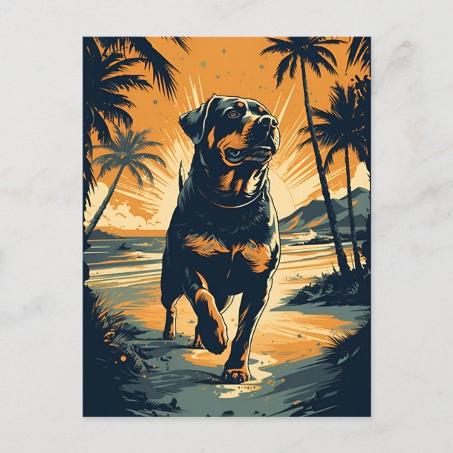 Rottweiler at the beach postcard (Front)