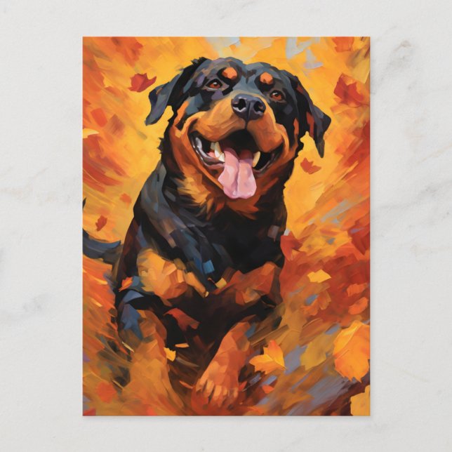 Rottweiler Autumn Thanksgiving  Postcard (Front)