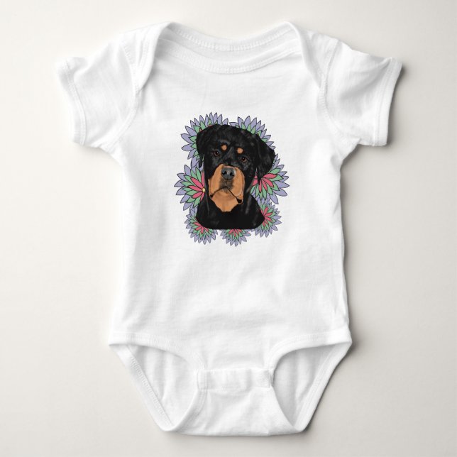Rottweiler baby baby bodysuit (Front)