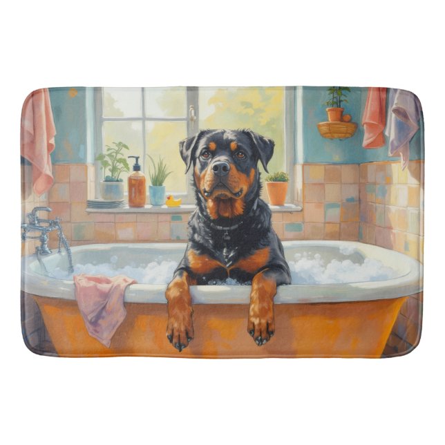 Rottweiler Bath Time Cosy Bathroom Decor Mat (Front)