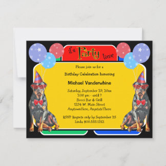 Rottweiler Birthday Barker Invitation