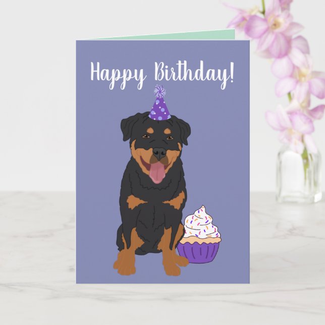 Rottweiler Birthday Card (Orchid)