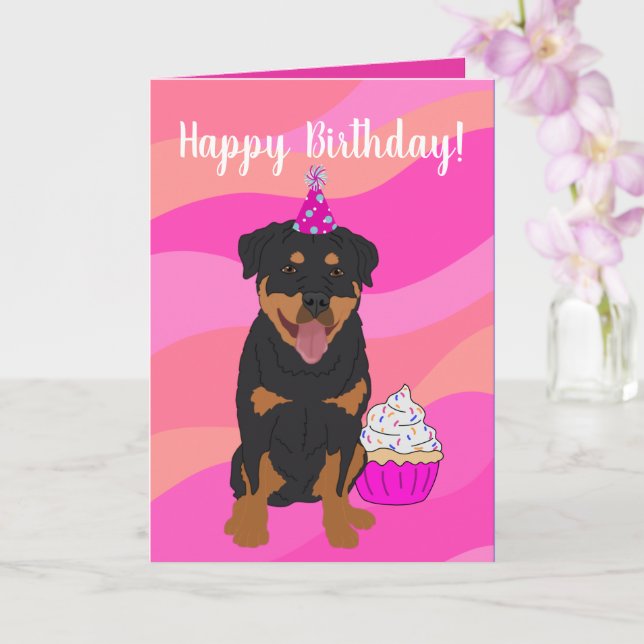 Rottweiler Birthday Card (Orchid)