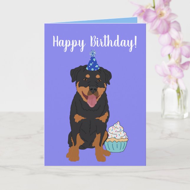 Rottweiler Birthday  Card (Orchid)