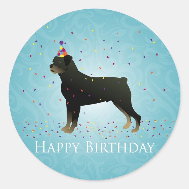 Rottweiler Birthday Design Classic Round Sticker (Front)