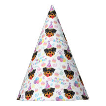 Rottweiler Birthday Party Hat White