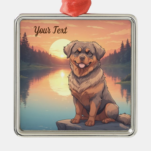 Rottweiler by Lake Metal Tree Decoration (Front)
