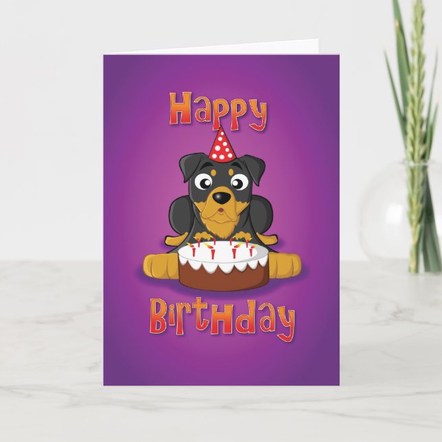 rottweiler - cake - happy birthday card (Front)