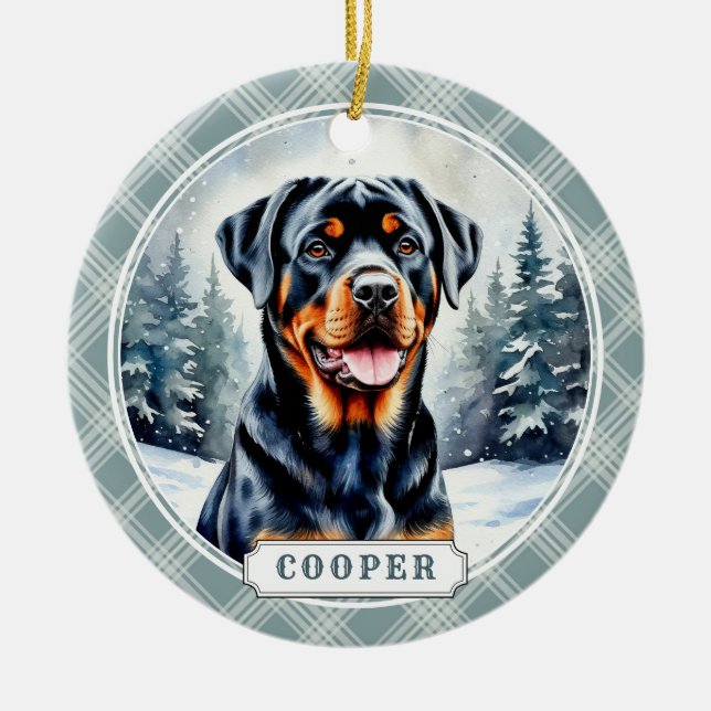 Rottweiler Ceramic Circle Ornament (Front)