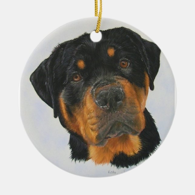Rottweiler Ceramic Tree Decoration (Front)