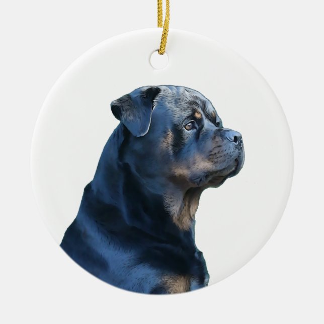 Rottweiler  ceramic tree decoration (Front)