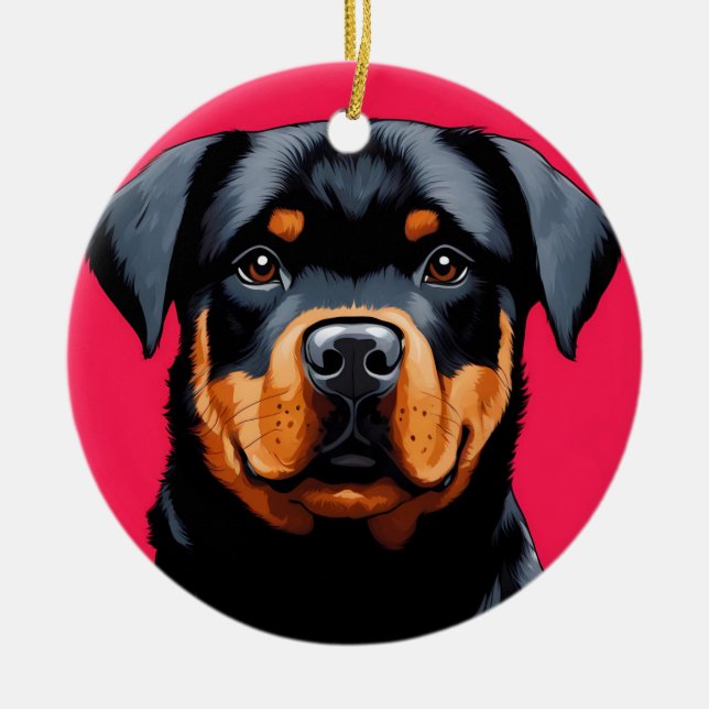 Rottweiler Ceramic Tree Decoration (Front)
