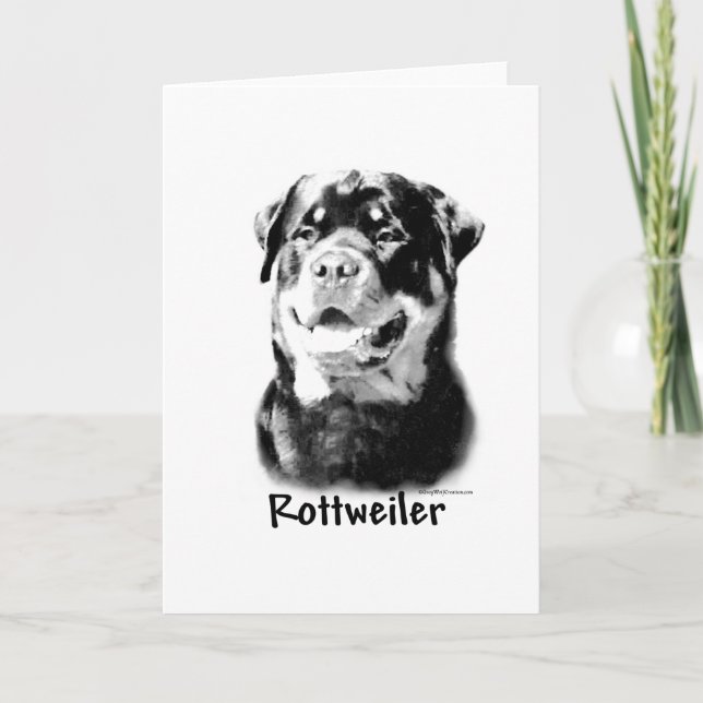 Rottweiler Charcoal Holiday Card (Front)