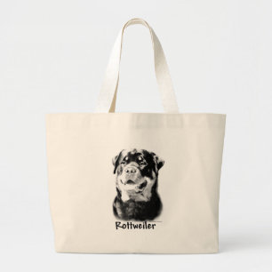 Rottweiler Charcoal Large Tote Bag