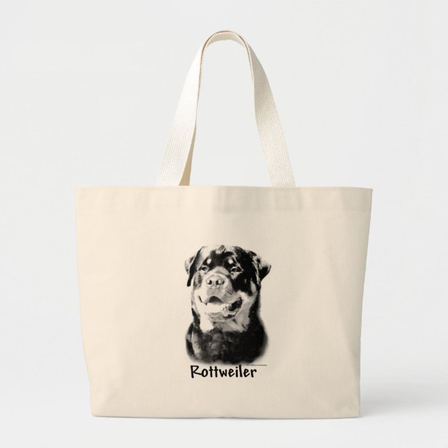 Rottweiler Charcoal Large Tote Bag (Front)