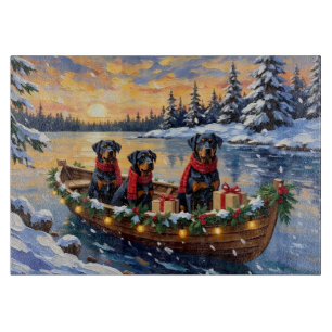 Rottweiler Christmas Boat Holiday Cutting Board