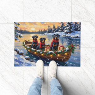 Rottweiler Christmas Boat Holiday Doormat