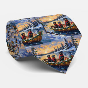 Rottweiler Christmas Boat Holiday Tie