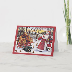 Rottweiler Christmas Card Santa Bears In Sleigh