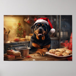 Rottweiler Christmas Cookies Festive Holiday Poster