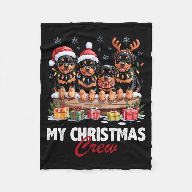 Rottweiler Christmas Crew Funny Dog Lovers Holiday Fleece Blanket (Front)