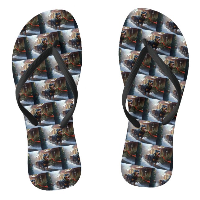 Rottweiler Christmas Festive Season Jandals (Footbed)