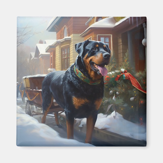 Rottweiler Christmas Festive Season Magnet (Front)