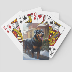 Rottweiler Christmas Festive Season Playing Cards